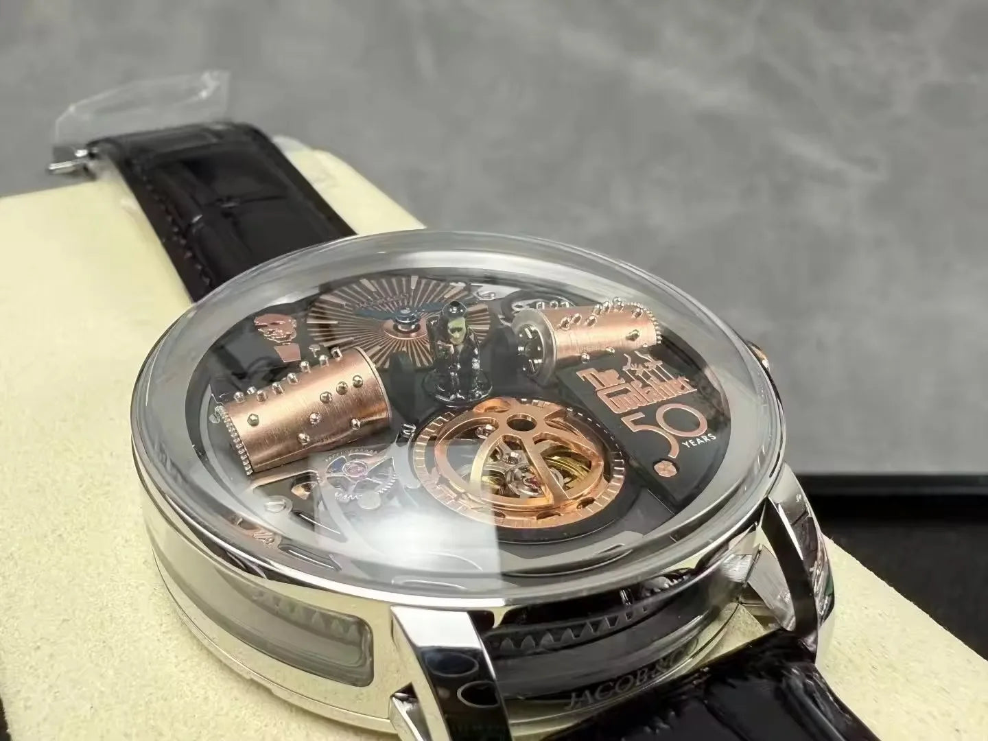 Jacob  Godfather  Watch Steel case Genuine Leather Automatic Watches