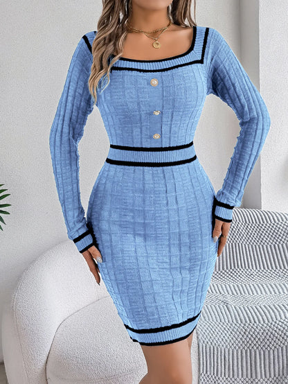 A&M Couture®  Blue Bodycon Knit Dress