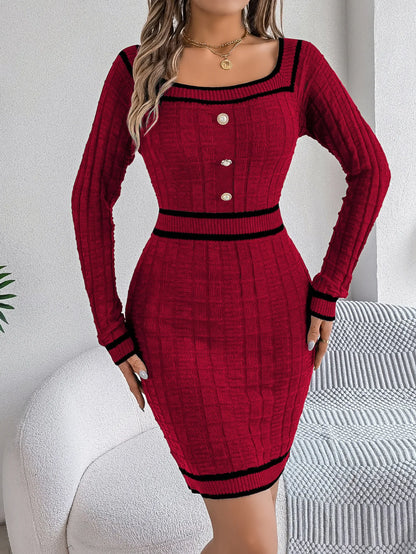 A&M Couture®  Blue Bodycon Knit Dress