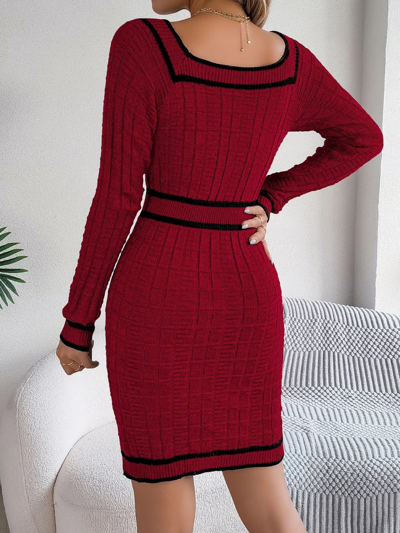 A&M Couture®  Blue Bodycon Knit Dress